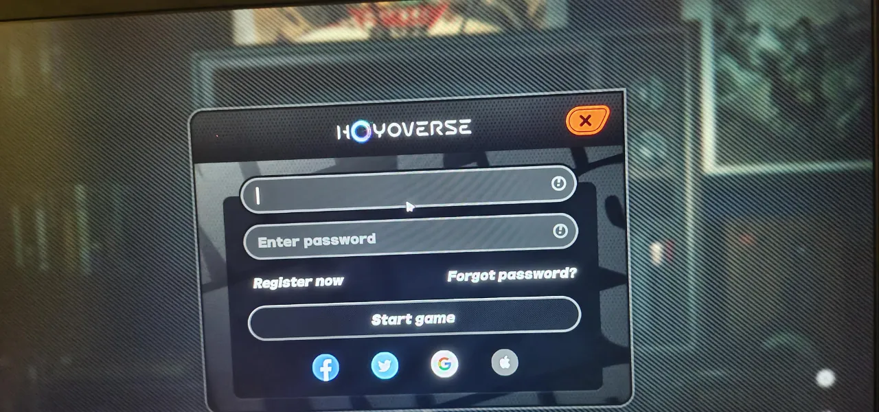 HoYoverse sign-up screen with email, password and terms checkbox fields